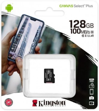 Карта пам`яті MicroSDXC 128GB UHS-I Class 10 Kingston Canvas Select Plus R100MB/. . фото 4