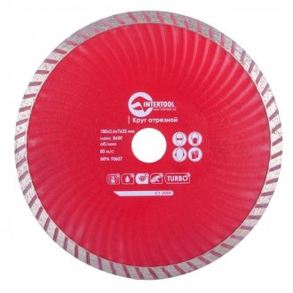 Алмазний відрізний диск TURBO INTERTOOL CT-2009 діаметром 180 мм призначений для. . фото 2