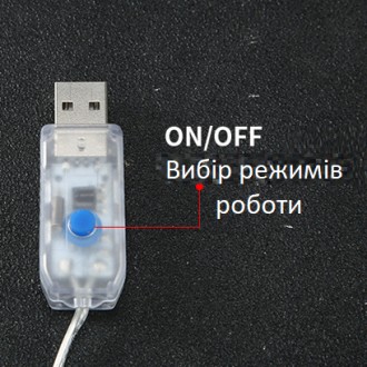 
Світлодіодна USB-гірлянда "штора", 3х1 м з пультом керування, білого кольору св. . фото 8