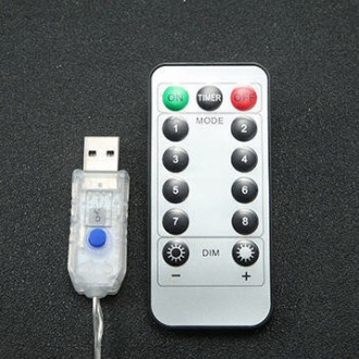 
Світлодіодна USB-гірлянда "штора", 3х1 м з пультом керування, білого кольору св. . фото 7