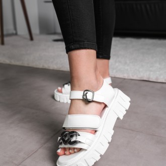 Жіночі сандалі білі Nala 3651
Сандалії зі штучної шкіри білого кольору модне ріш. . фото 5
