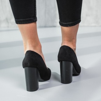 Женские туфли черные Boon 3707 Туфли женские выполнены из искусственной замши. М. . фото 5