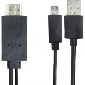 Відео кабель PowerPlant HDMI - micro USB 11 pin + USB, 1.8м, MHL , Blister. Киев. фото 1 Відео кабель PowerPlant HDMI - micro USB 11 pin + USB, 1.8м, MHL , Blister. Киев. фото 1