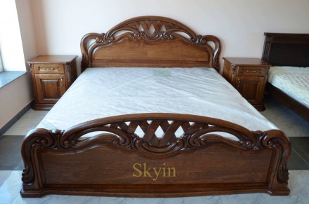 Пропонуємо дубове ліжко Віка з різьбленням та фігурним узголів'ям у класичн. . фото 6