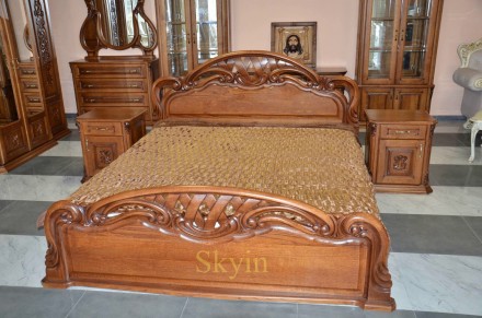 Пропонуємо дубове ліжко Віка з різьбленням та фігурним узголів'ям у класичн. . фото 7