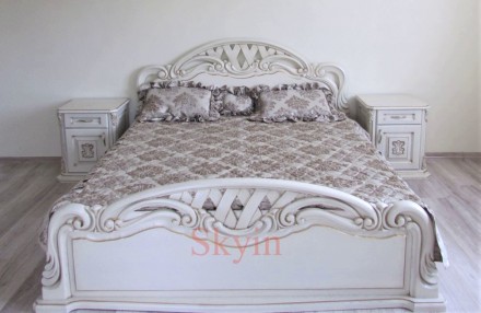 Пропонуємо дубове ліжко Віка з різьбленням та фігурним узголів'ям у класичн. . фото 10