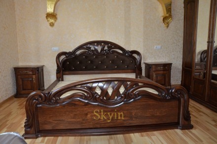 Пропонуємо дубове ліжко Віка з різьбленням та фігурним узголів'ям у класичн. . фото 2