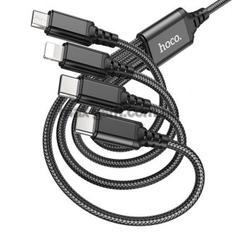 Кабель для зарядки 4 в 1, для Lightning / Micro-USB / Type-C*2, 1м, струм до 2А.. . фото 2