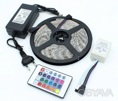 
LED 5050 RGB Многоцветная светодиодная лента, Комплект лента + пульт + блок пит. . фото 1