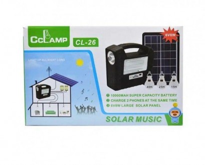 
Портативна сонячна система CcLamp CL-26 для питания и освещения является идеаль. . фото 6