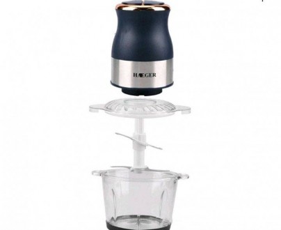 Подрібнювач блендер чопер електричний для кухні зі скляною чашею 3 л Haeger 300W. . фото 4