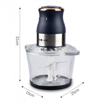 Подрібнювач блендер чопер електричний для кухні зі скляною чашею 3 л Haeger 300W. . фото 7