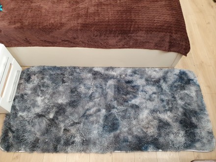Килими та приліжкові килимки сірі прямокутні 90х200см. Килимок трави в сірий кім. . фото 2