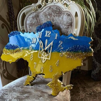 Настінний годинник "Карта України" - це втілення краси епоксидної смоли у поєдна. . фото 7