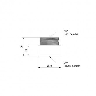 Фитинг — удлинитель SD Plus 15х3/4" хром SD1302015 изготавливается из латуни и и. . фото 3