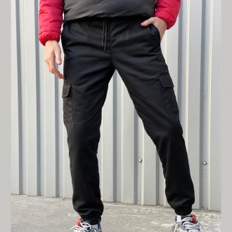 Чоловічі теплі брюки карго штани на флісі з кишенями чорні
- утеплені флісом; 
-. . фото 2