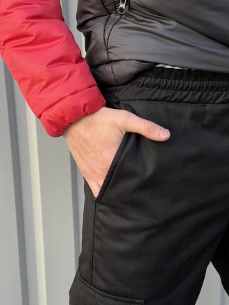 Чоловічі теплі брюки карго штани на флісі з кишенями чорні
- утеплені флісом; 
-. . фото 6