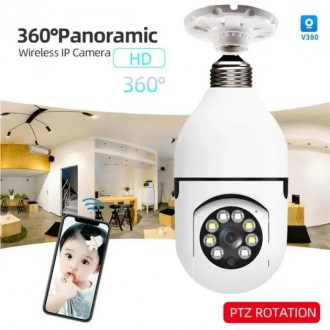 
Камера видеонаблюдения CAMERA Smart лампочка Y388 E27 IP с углом обзора 360/90 . . фото 4
