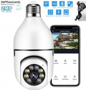
Камера видеонаблюдения CAMERA Smart лампочка Y388 E27 IP с углом обзора 360/90 . . фото 6