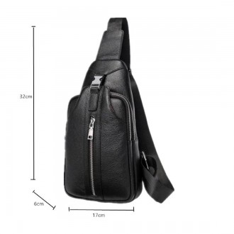 
	Слинг Tiding Bag F-A25F-5003A из натуральной кожи в черном цвете. 
Размер: 17 . . фото 3