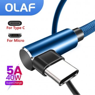 Качественный кабель для супер быстрой зарядки 5A/40W USB-Type-C OLAF ,длина 1,5 . . фото 2