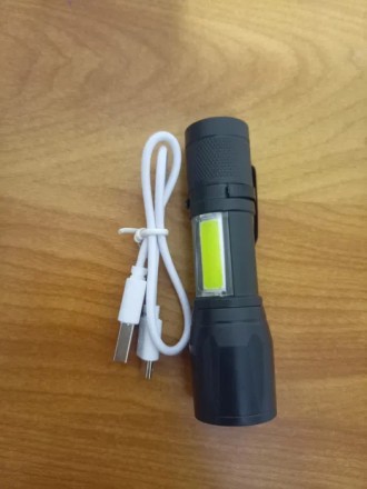 Компактний, мощний,яскравий тактичний ліхтарик світлодіодний, з вбудованим акуму. . фото 3