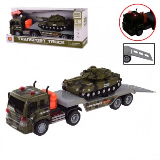 Вантажівка військова з танком зі світловими ефектами Військова вантажівка іграшк. . фото 3
