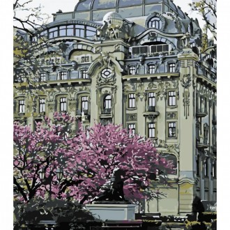 Картина за номерами "Готель на Дерибасівській" з лаком та рівнем від Strateg Кар. . фото 2