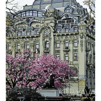 Картина за номерами "Готель на Дерибасівській" з лаком та рівнем від Strateg Кар. . фото 1