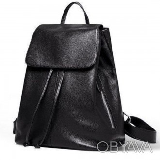 
	Рюкзак Olivia Leather F-FL-NWBP27-1025A пошит их телячьей кожи, в черном цвете. . фото 1