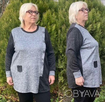 Туника женская большие размеры серая Новинка