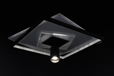 Потолочная Led люстра в металлическом корпусе черно-белого цвета. Высота 10 см, . . фото 7