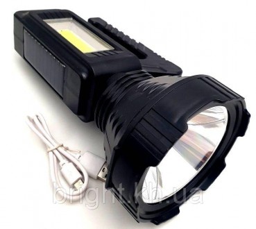 Ліхтар прожектор акумуляторний світлодіодний із сонячною батареєю й бічним COB с. . фото 6