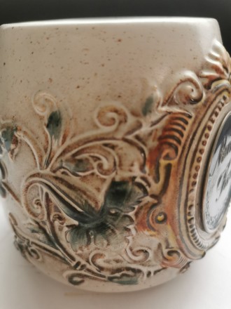 Коллекционный керамический пивной бокал с оловянной медалью Германия. Ручная раб. . фото 3
