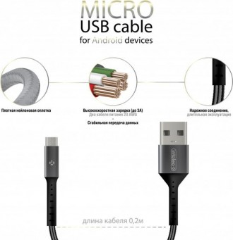Кабель Intaleo CB0 USB-microUSB 0.2м Black/Grey 
 
Отправка данного товара произ. . фото 4