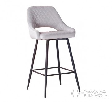 Высокий барный стул с металлическим каркасом, крашенный черной эпоксидной краско. . фото 1