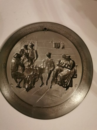 Настенная оловянная тарелка Вознесение Господне, Германия художественное литье, . . фото 3