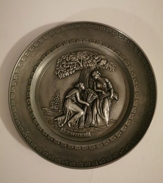 Настенная оловянная тарелка Вознесение Господне, Германия художественное литье, . . фото 2