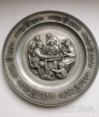 Настенная оловянная тарелка Званый удин, Германия художественное литье, диаметр . . фото 1