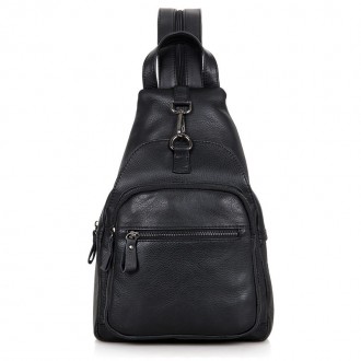 Неординарного оригинального дизайна кожаный рюкзак выполнен в классическом черно. . фото 2