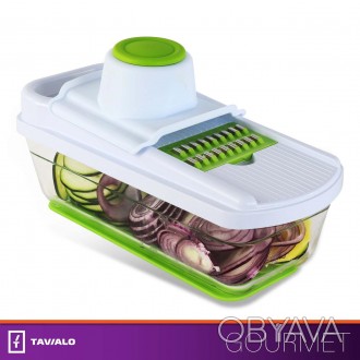 Терка+овочерізка+шатківниця "Pro Glass" Tavialo 6 в 1 зі скляним контейнером 
 
. . фото 1