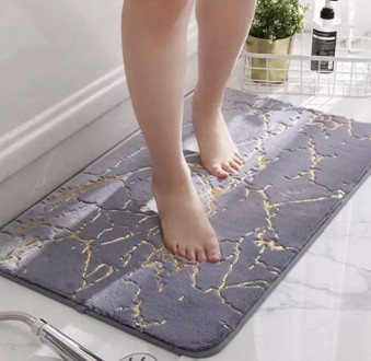  Стильний килимок для ванної виготовлений із якісного матеріалу з пористою струк. . фото 3