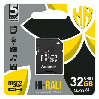 Карта пам`ятi MicroSDHC 32GB UHS-I Class 10 Hi-Rali + SD-adapter 
 
Отправка дан. . фото 3