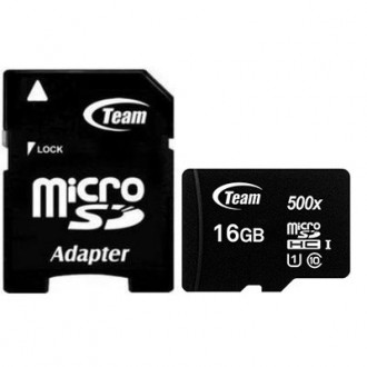 Карта пам`ятi MicroSDHC 16GB UHS-I Class 10 Team Black + SD-adapter 
 
Отправка . . фото 2