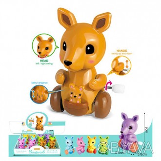 Заводная игрушка 6624 (480шт) кенгуру,9см,ездит,подв.детали,12шт(6цветов)в диспл. . фото 1