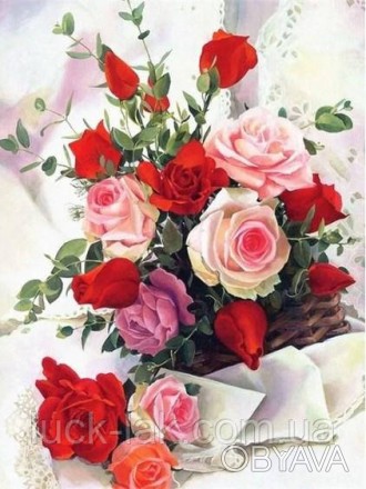 Алмазна вишивка
"Букет яскравих троянд"
Повна викладка, стрази квадратні.
В різн. . фото 1