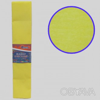 Креп-папір 110%, жовтий 50*200см, осн.50г/м2, общ.105г/м2. . фото 1