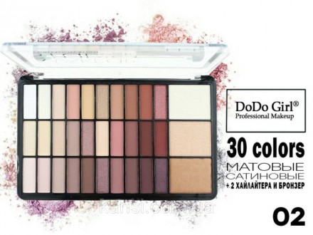Тени Makeup Studio DoDo Girl + хайлайтер, палетка теней 33 оттенка (B). . фото 4 Тени для век + хайлайтер
Палетка из 30 нейтральных и розовых оттенков теней для . . фото 4