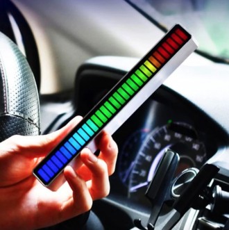 Музыкальный светильник RGB Белый 300mAh USB лампа Звуковое управление. Днепр. фото 1