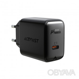 Мережевий зарядний пристрій ACEFAST A1 PD20W single USB-C charger Black. . фото 1